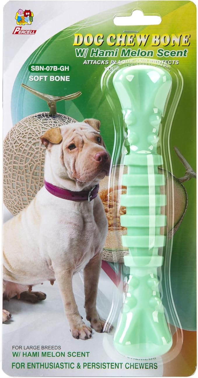 7-1/2" Dog Chew Toys - Thermoplastic Rubber Dog Chew Spiral Bone with Hami Melon Flavor, for Medium Large Dogs (Hami Melon)