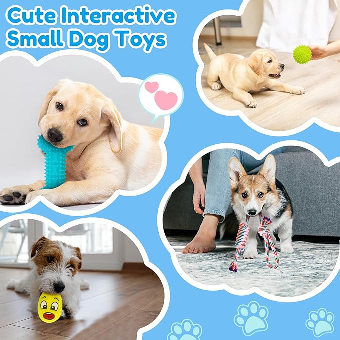 Puppy Chew Toys for Teeth Cleen & Gum Massage, 16 Pack Puppy Teething Toys for 0-6 Months, Soft Plush, Ball and More Rope Interactive Dog Chew Toy Puppies Supplies Starter Kit to Keep Them Busy
