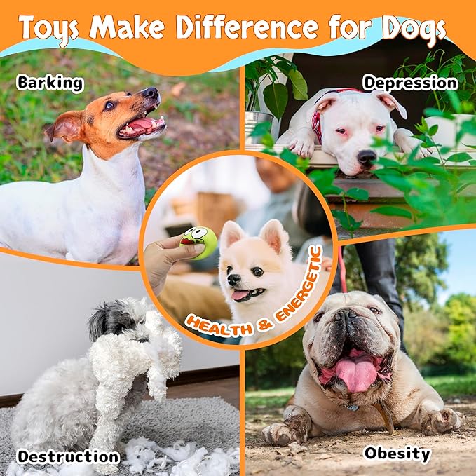 Squeaky Dog Toys, Natural Rubber Dog Balls Durable for Small & Medium Puppy/Dogs Playtime 6 Pcs/Set