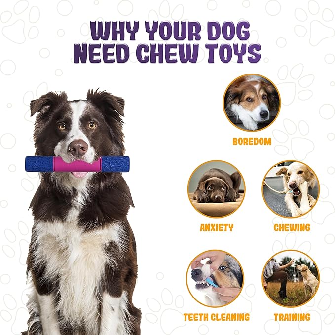 Indestructible Dog Chew Toy – Tough Rubber Stick for Aggressive Chewers, Safe & Treat-Fillable, Teething Toy for Large Breed & Puppies