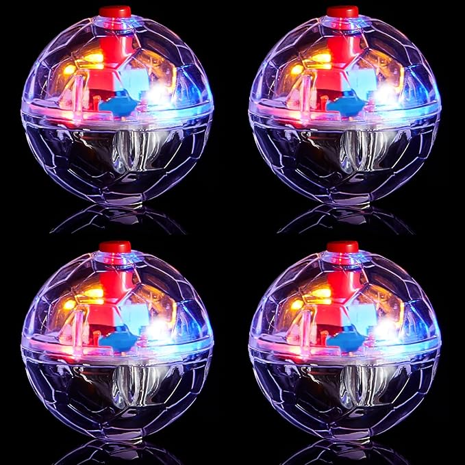Frienda 4 Pieces Ghost Hunting Cat Ball Motion Light up Cat Balls LED Motion Activated Pet Ball Motion Light up Interactive Toys Pet Glowing Mini Running Exercise Ball Toys(Transparent)