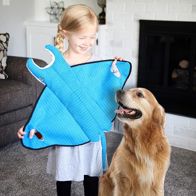 SmartPetLove Snuggle Puppy Tender-Tuffs - Extra Large Blue Stingray Big Ray Tug of War Plush Dog Toy - Great for Play and Interaction with Puncture Resistant Squeaker