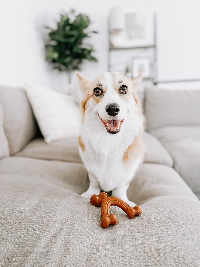 Nylabone Ergonomic Hold Wishbone Power Chew Toy for Dogs, Dog Toys for Aggressive Chewers, Bison Flavor, Small - Up to 25 Ibs, 1 Count