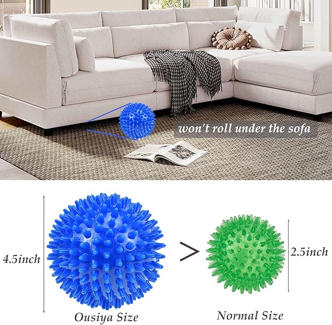 Dog Balls 4.5” Squeaky Dog Toys Spikey Ball for Aggressive Chewers Heavy Duty Teething Large Medium Durable Dogs Balls (4 Pack)