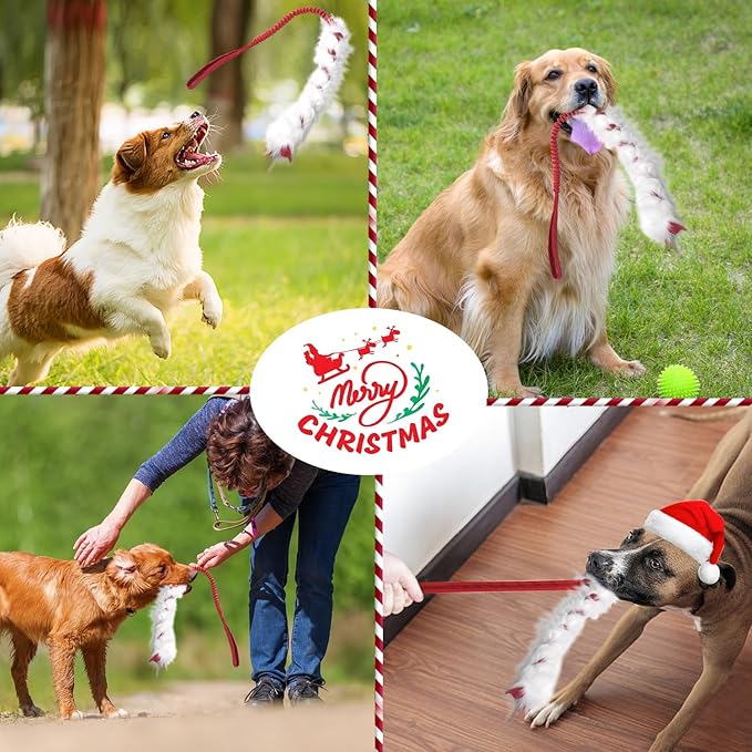 wodoca Christmas Dog Tug Toys Dog Rope Toys Pets Puppy Aggressive Chewers Toys Xmas Pet Gifts, Easy to GRAP Large Dogs Chew Toy Ideal for Training for Puppy, Middle Dogs Play Hand Made (Red)