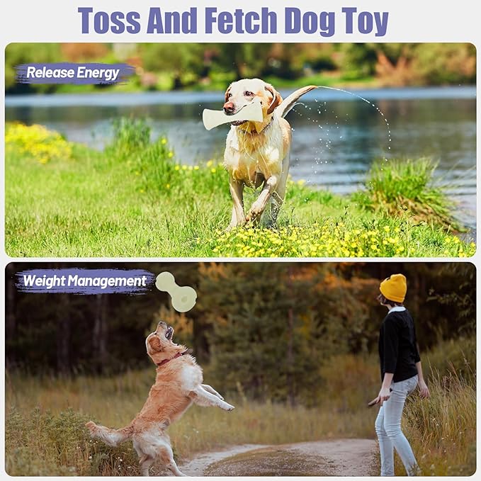 Glow in The Dark Dog Chew Toy, Rubber Dog Toys to Keep Them Busy, Interactive Treat Dispensing Puzzle Toy with Teeth Cleaning, Outdoor Fetch & Nighttime Play