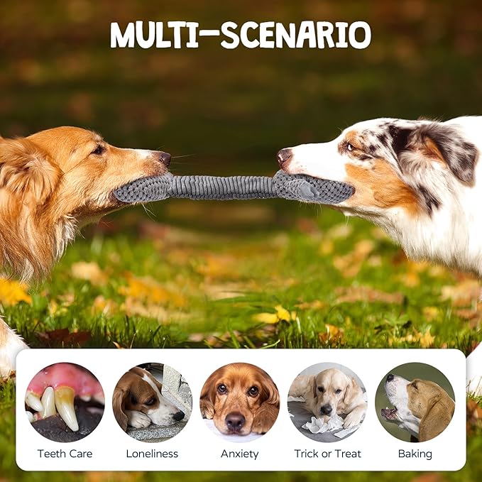 Dog Squeaky Toys, Sheep Plush Stuffing Dog Toys with Crinkle Paper for Puppy Teething, Tug of War Pet Chew Toys to Keep Them Busy, Small, Medium and Large (Gray)