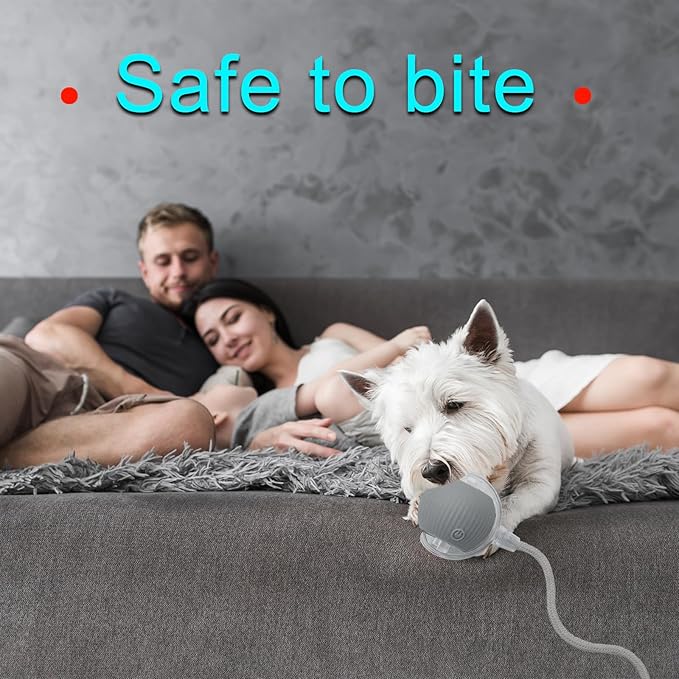 Interactive Cat Dog Toy Ball: Indoor Small Automatic Moving Smart Rolling Fun Pet Game with Led Light and String Tail for Motion Activated, Cute Kitten Puppy Present, Exercise Wheel Supplies (Grey)