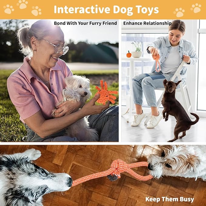 Dog Rope Toy 8 Pack - Tug of War Dog Toy, Sturdy Cotton Chew Rope Toys for Dogs, Puppy Chew Toys for Teething & Boredom Relief