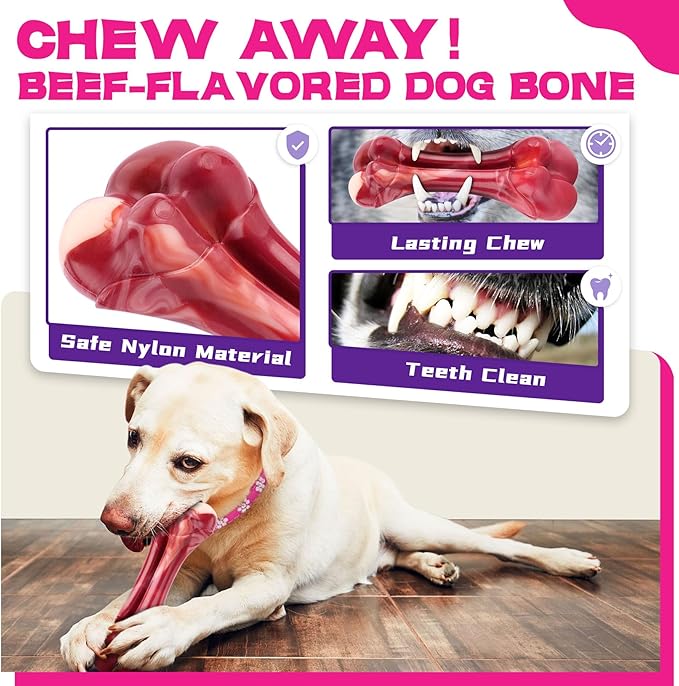 Zeaxuie 12 Pack Heavy Duty Various Dog Chew Toys Pack for Aggressive Chewers - Includes Large Rope Toys, Squeaky Toys & Indestructible Chew Bone for Medium, Large & X-Large Female Dogs