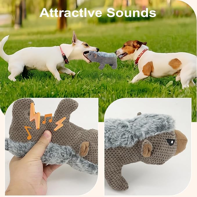 HDSMNGY Squeaky DogToys for Aggressive Chewers,Indestructible Dog Squeaky Toys with Crinkle Paper, Durable Teething Chew Toys for Medium and Large Breed