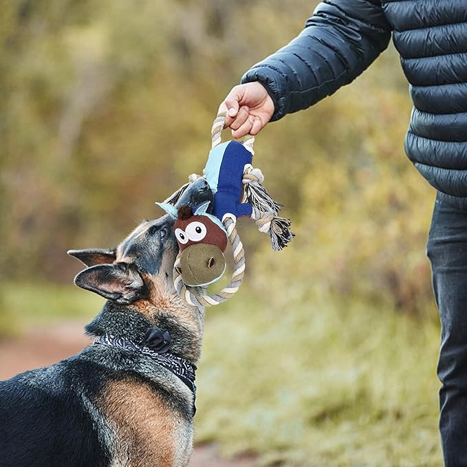 IOKHEIRA Dog Toys for Aggressive Chewers,Tough Indestructible Dog Toys,Squeaky Toys for Large Dogs,Durable Chew Toys-Donkey, Navy Blue
