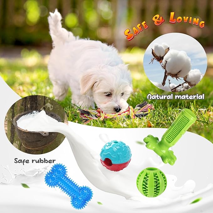 KIPRITII 23 Pack Dog Toys for Puppy Teething, Assorted Puppy Chew Toys for Boredom with Rope Toys, Treat Balls and Dog Squeaky Toy for Puppy & Small Dogs