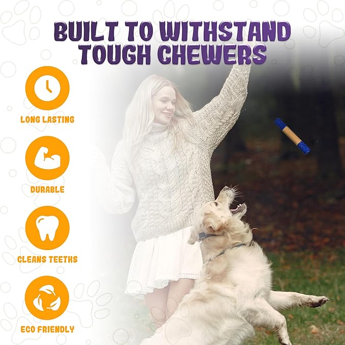 Indestructible Dog Chew Toy – Tough Rubber Stick for Aggressive Chewers, Safe & Treat-Fillable, Teething Toy for Large Breed & Puppies