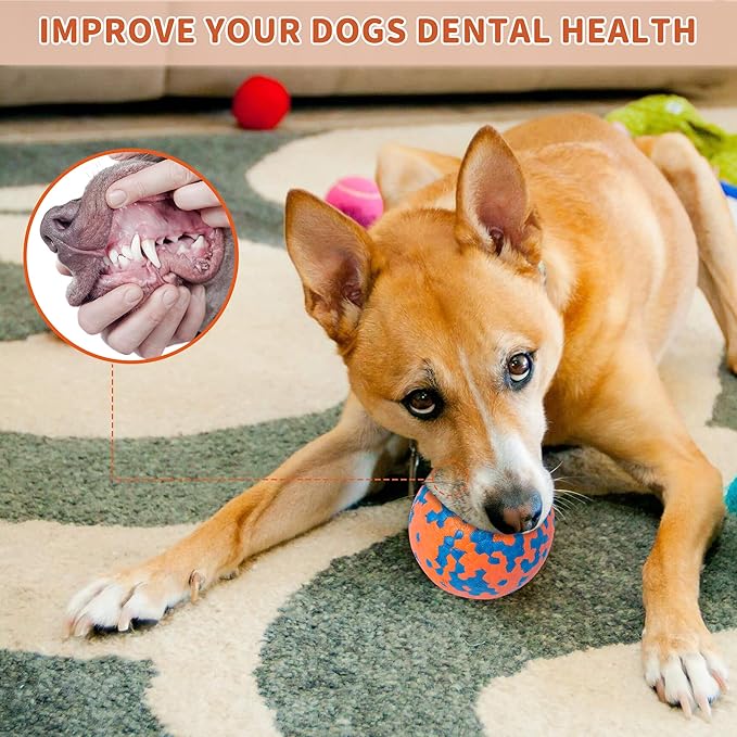 2 Pack Indestructible Dog Tennis Balls for Aggressive Chewers: Interactive Pet Toys, Herding and Jolly Ball for Dogs, Durable, Bouncy, and Water Toy Fetch Balls (White, Orange)