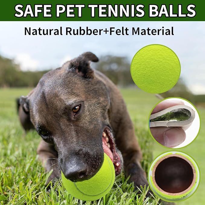 Magicorange Squeaky Tennis Ball Dog Toys 4 inch Oversize Giant Tennis Ball for Fetch Exercise, Natural Rubber Squeaky Dog Balls Training Safe (Multicolor, 2 Pack)
