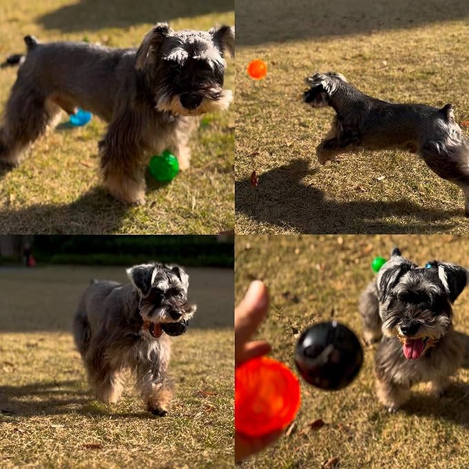 ADUCK Squeaky Dog Chew Toys, Meteorites Bouncy Series - Bite Resistant Fetch Ball for Aggressive Chewers, Non-Toxic Soft Rubber, Cute Crystal Ball Design - 3.15 Inches (4 Colors)