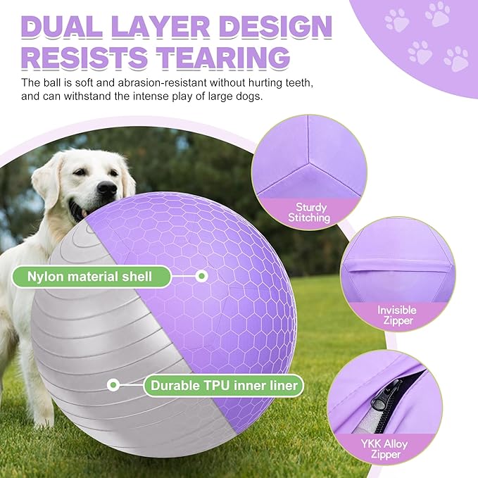 25" Herding Ball for Dogs and Horses, Durable Waterproof Dog Toy, Dual-Layer Large Interactive Pet Play Ball for Australian Shepherds, Cattle Dogs, Collies, and All Herding Breeds (Purple)