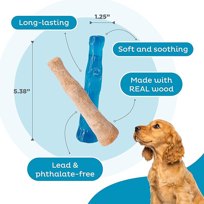 Outward Hound Dogwood Puppy Durable Dog Chew Toys, Real Wood & Teething Bone, 2-Pack, Small