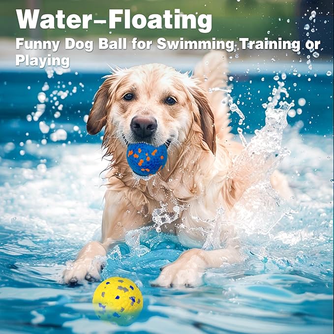 Indestructible Dog Ball Toy, Durable Dog Tennis Balls for Aggressive Chewers, High Bounce & Floating Balls for Dogs, Jolly Ball for Fetch in Yard, Beach & Pool(4 Pack)