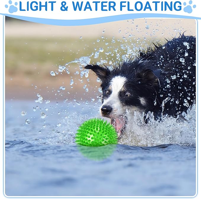 4-Pack Large Squeaky Dog Balls, 4.5" Rubber Spiky Dog Balls for Large Medium Aggressive Chewers Teeth Cleaning, Chew Toy for Training & Boredom Buster