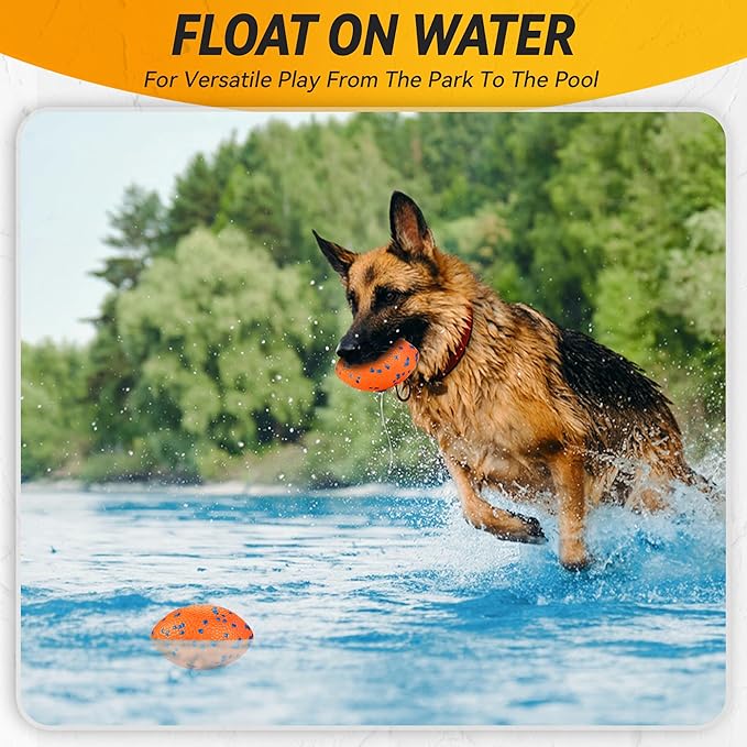 5.5 Inches Balls for Dogs, Durable Dog Football Toys for Aggressive Chewers, Large Rugby Balls, Floating Dog Toys for Water Fetch for Medium and Large Breed, Orange