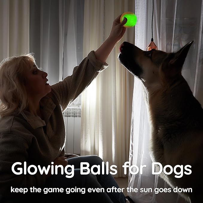 Glow Dog Ball, 2.5” Squeaky Dog Toy Ball, Dog Rubber Ball Toys for Small and Medium Dogs, Durable Dog Fetch Toys Puppy Chew Toys Pack of 6