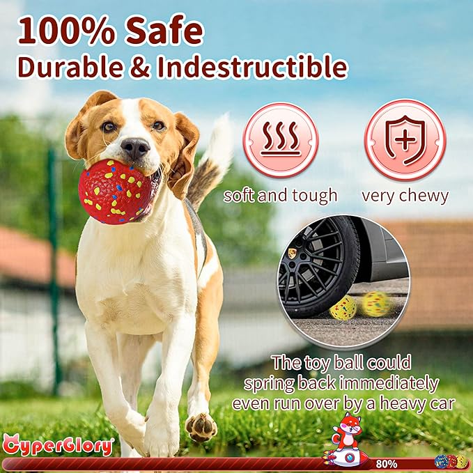 3 Pack Indestructible Dog Tennis Balls for Aggressive Chewers: Interactive Pet Toys, Herding and Jolly Ball for Dogs, Durable, Bouncy, and Water Toy Fetch Balls (Red, Yellow,Blue)
