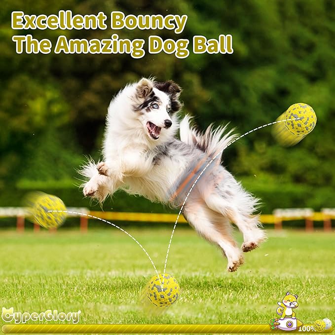 2 Pack Indestructible Dog Tennis Balls for Aggressive Chewers: Interactive Pet Toys, Herding and Jolly Ball for Dogs, Durable, Bouncy, and Water Toy Fetch Balls (White, Yellow)