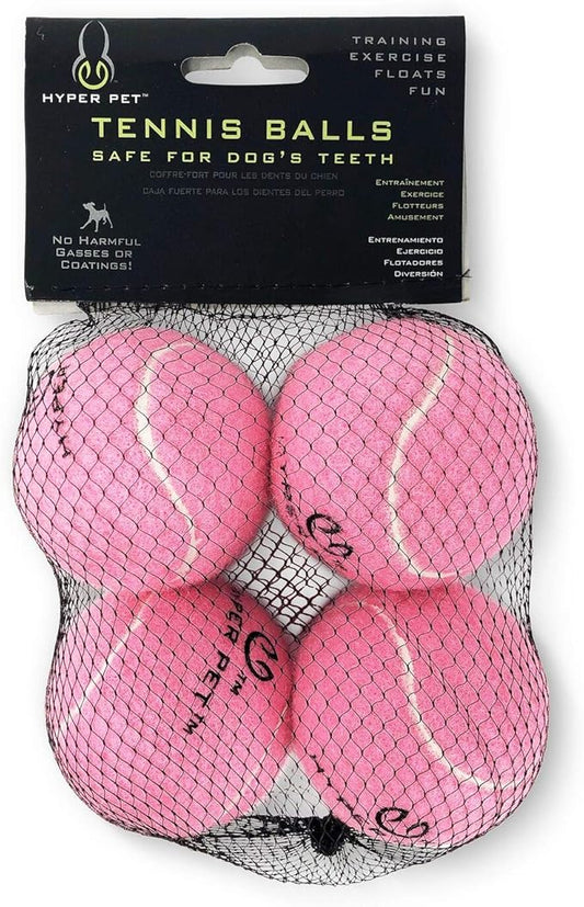 Hyper Pet Tennis Balls for Dogs (Safe Dog Tennis Ball for Exercise and Training, Interactive Toys work with Hyper Pet K9 Kannon K2 Launcher - 4 Pack 2.5" Pink