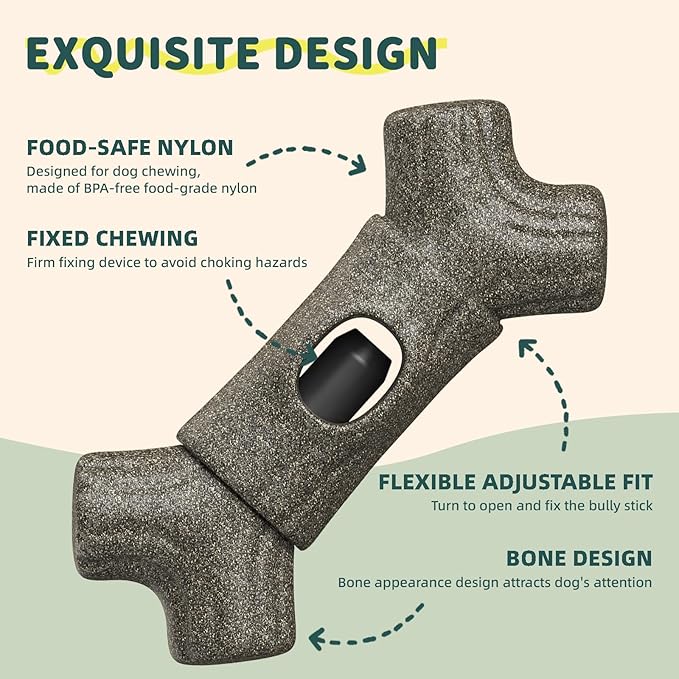 Bully Stick Holder for Dogs Improved Safety Dog Chew Holder for Ultimate Secure Fixation Device to Prevent Swallowing of Fits Various Bully Sticks and Dog Sizes