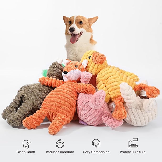 5 Pack Squeaky Plush Dog Toy Assortment Cute Animal Dog Toy Value Bundle Puppy Toys Dog Toys for Small Medium Large Dogs Teething Chew Toys