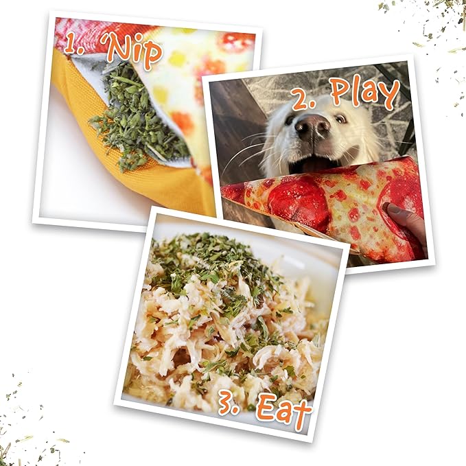 Doggijuana Refillable Juananip Toy Bundle | Pizza Bundle | Funny Dog Toy Plush with Catnip and Refill | Calming Aid for Dogs | Interactive Chew Toy for Play