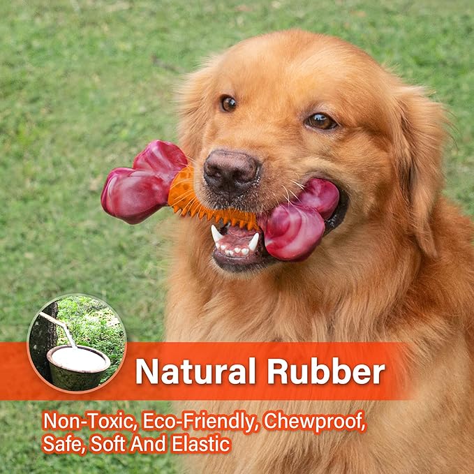 Apasiri Dog Toys for Aggressive Chewers Large Breed 2-Pack: Heavy Duty Chew Toys for Medium Dogs Indestructible Orange Dog Gift