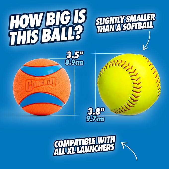 Chuckit! Ultra Ball & Launcher Bundle - Sport 18" with 2 Pack Medium (2.5") Bouncy Fetch Balls for Dogs 20-60 lbs, Dog Fetch Ball Thrower