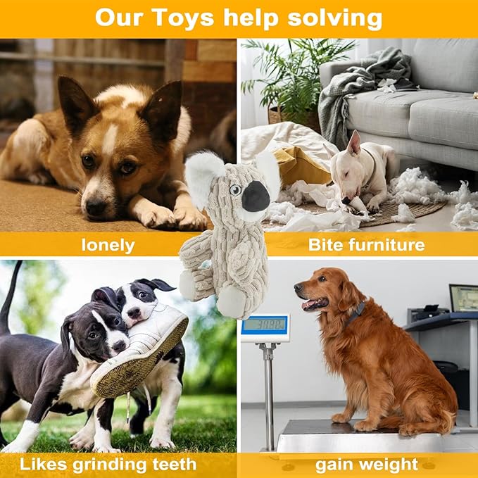 HDSMNGY Squeaky DogToys for Aggressive Chewers,Indestructible Dog Squeaky Toys with Crinkle Paper, Durable Teething Chew Toys for Medium and Large Breed