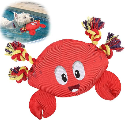 SCENEREAL Dog Water Toy for Small Medium Dogs- Floating Dog Toys Squeaky Toys for Pool Fetch, Crab Shape Durable Rope Interactive Pet Chew Toy Summer Outdoor Interactive Play