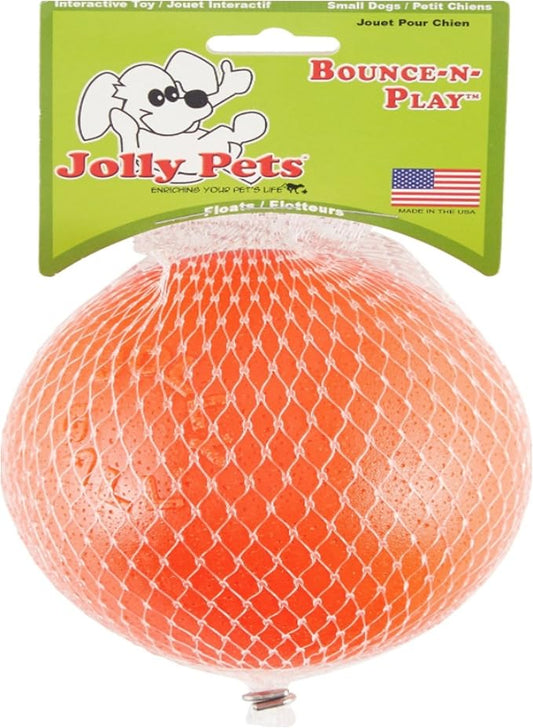 Jolly Pets Bounce-n-Play Dog Toy Ball, Orange, 4.5 Inches/Small, Model Number: 2545 OR