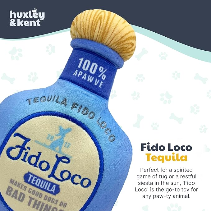 Huxley & Kent Funny Dog Toy w/Squeaker – Power Plush Squeaky Dog Toys for Small, Medium & Large Dogs – Soft Stuffed Animal for Indoor Play & Fetch - Fido Loco, Large