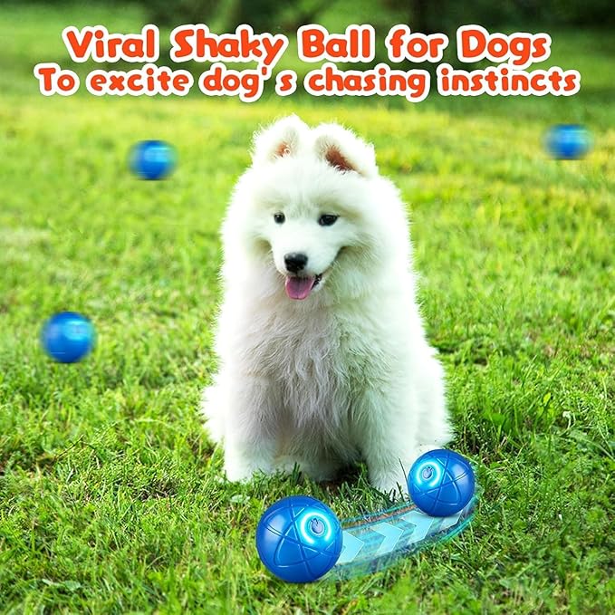 2 Pcs Shaky Ball Toy for Dogs, 2025 New Vibrating Dog Balls, Interactive Dog Balls, Smart Jumping Ball Toy, Automatic Rolling, Keep Them Busy, Suit for All Dogs(Blue+Orange)