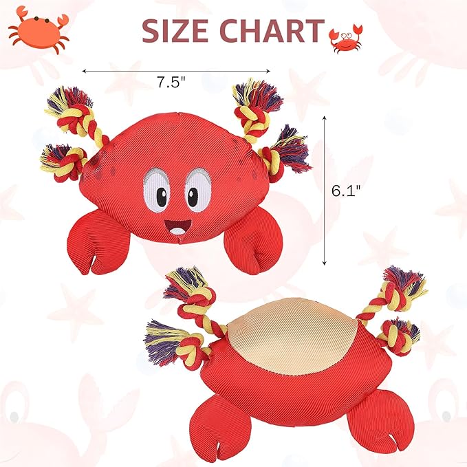 SCENEREAL Dog Water Toy for Small Medium Dogs- Floating Dog Toys Squeaky Toys for Pool Fetch, Crab Shape Durable Rope Interactive Pet Chew Toy Summer Outdoor Interactive Play