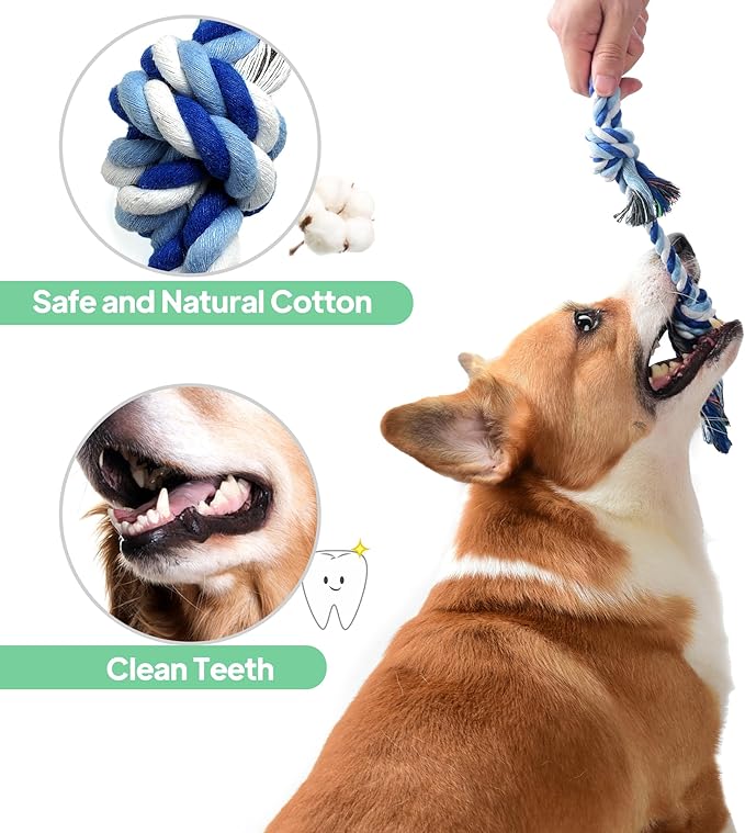 Dog Rope Toy 4 Pack - Puppy Teething Toys for Small Medium Breed - Indestructible Dog Chew Toys for Aggressive Chewers - Cotton Tug of War Dog Toys for Boredom, Teeth Clean