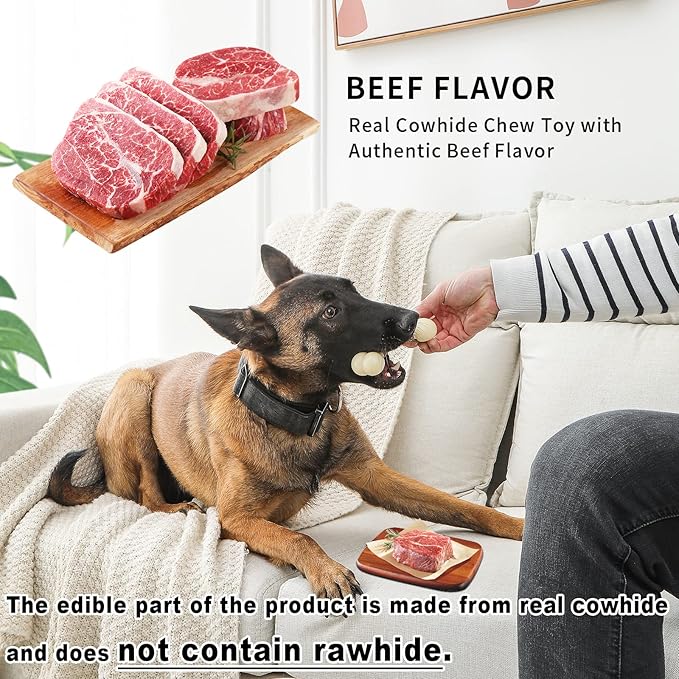 Nylon Dog Bones, Pack Tough Chew Toys for Large/Medium/Small Dogs, Beef Flavor, Teeth Cleaning, Training (2 Pcs, Fat Bones)