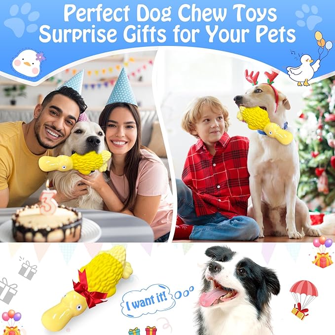 Dog Toys for Aggressive Chewers: Tough Dog Chew Toys-Large Squeaky Dog Toys for All Breed Sizes to Keep Them Busy (Yellow)