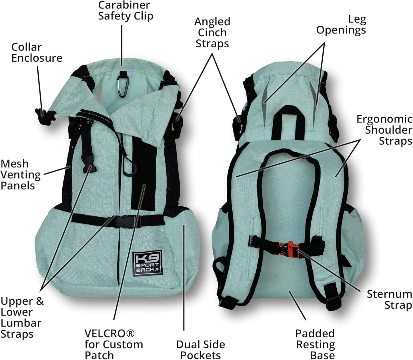 K9 Sport Sack Air 2 - Medium, Summer Mint - Ideal for Dogs with 17-19” Back Length - Durable, Breathable Backpack-Style Carrier - Perfect for Walks, Short Hikes & Public Transportation