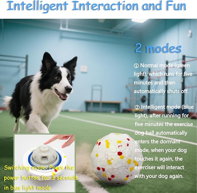 Interactive Dog Toys Dog Balls Activated Automatic Rolling Ball for Puppy Small Medium Dogs Smart Jumping Automatic Moving Bouncing and Rotating Ball Vibrating Keep Them Busy