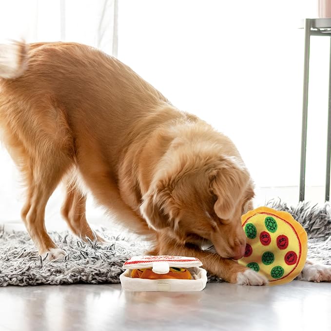 design LAB, Inc. Teenage Mutant Ninja Turtle Official Merchandise | TMNT Toys | Nesting Plush Dog Toy | Pizza Box with Pizza Slices | Great for Interactive Play