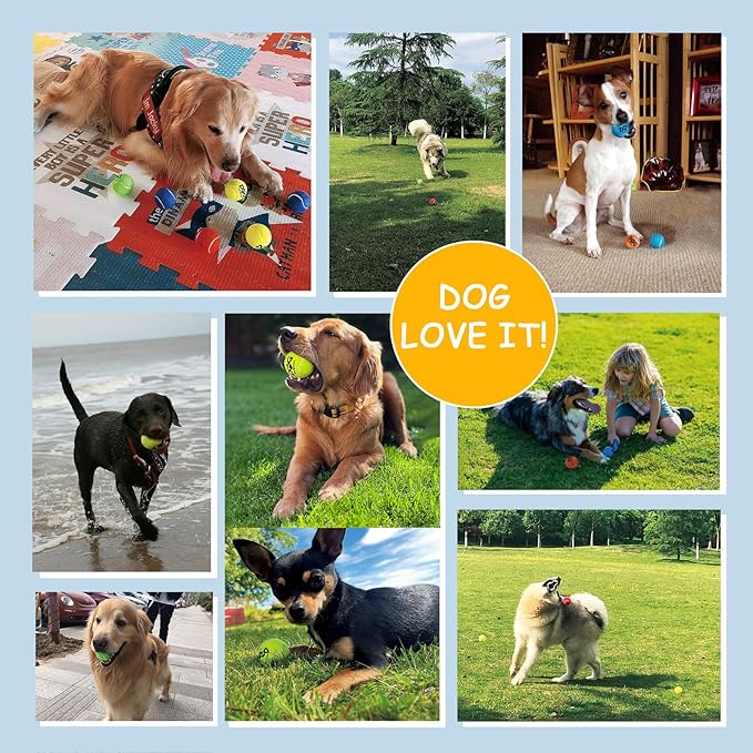 Squeaky Tennis Balls for Dogs - Bulk 50 Pack 2.5'' Durable Non-Toxic Outdoor Dog Toys Balls with Mesh Bag, SGS Certified, Colorful Fetch Toys, Medium Large Breeds