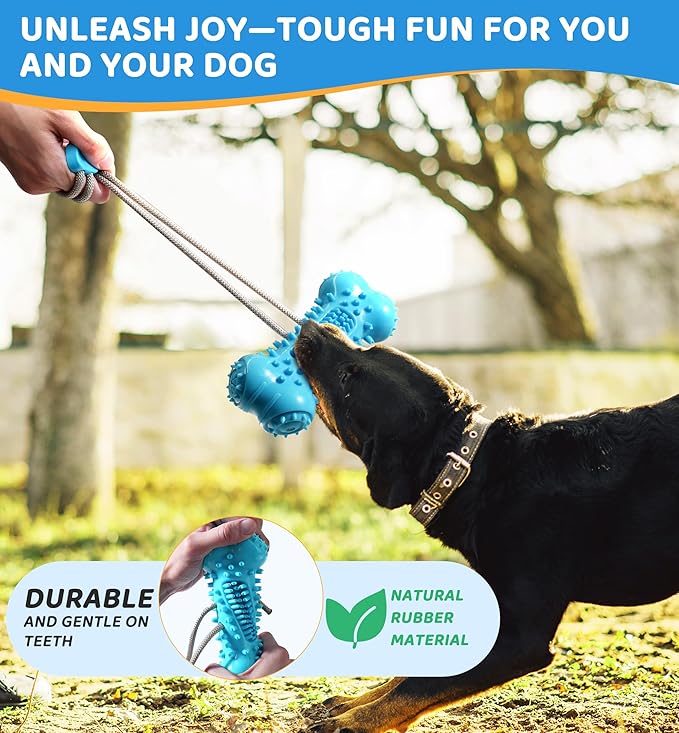 Dog Chew Toy for Aggressive Chewers, Durable Dental Cleaning Treat Toy, Food Dispensing Interactive Toy for Small, Medium & Large Dogs, Teeth Cleaning, Keep Busy, Tough Natural Rubber (Green)