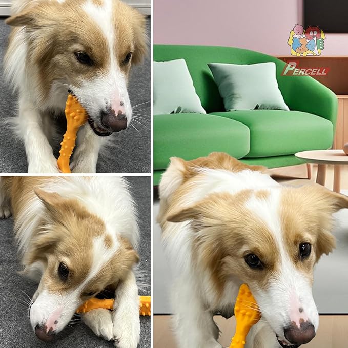 7-1/2" Dog Chew Toys - Thermoplastic Rubber Dog Chew Spiral Bone with Chicken Flavor, for Medium Large Dogs (Chicken)